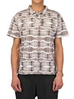 DEAD MEAT - SERPENT PRINT PIQUET COTTON JERSEY POLO - GREY