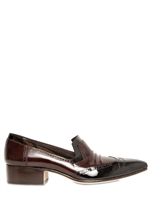JOHN GALLIANO - 4CM SHINY UND MATTE LEDER LOAFERS