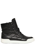 BALMAIN - ZIP KALBSLEDER HOHE SNEAKERS