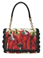 DOLCE & GABBANA - QUILTED COTTON AND RAFFIA TOP HANDLE