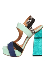 APERLAI - 140MM SUEDE & LEATHER ELASTICATED SANDAL