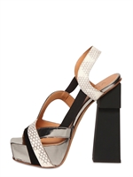 APERLAI - 140MM METALLIC LEATHER & SUEDE SANDALS