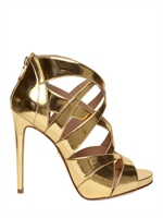 ALEJANDRO INGELMO - 120MM MIRRORED GOLD CAGE SANDALS