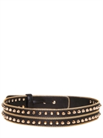 VERSACE - 4CM STUDDED SMOOTH LEATHER BELT
