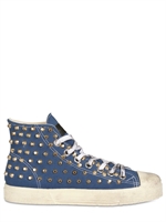GIENCHI - FLAT GOLD STUDDED CANVAS SNEAKERS