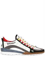 DSQUARED - NEON PIPING CALF AND SUEDE SNEAKERS