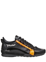 DSQUARED - NEON PIPING CALFSKIN AND MESH SNEAKERS