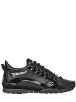 DSQUARED - NEON PIPING CALFSKIN AND MESH SNEAKERS