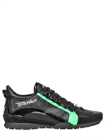 DSQUARED - NEON PIPING CALFSKIN AND MESH SNEAKERS