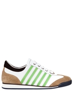 DSQUARED - STITCHED CALFSKIN AND SUEDE SNEAKERS