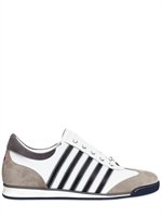 DSQUARED - STITCHED CALFSKIN AND SUEDE SNEAKERS
