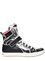 DSQUARED - MIRRORED HIGH TOP CALF SNEAKERS