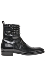 DSQUARED - BRUSHED CALFSKIN STUDDED LOW BOOTS
