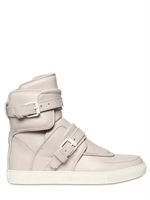 GIVENCHY - BUCKLED LEATHER HIGH TOP SNEAKERS