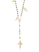 DOLCE & GABBANA - ONYX BEAD ROSARY NECKLACE