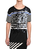 MIHARAYASUHIRO - FLOCK PAINT GESTREIFTES JERSEY T-SHIRT
