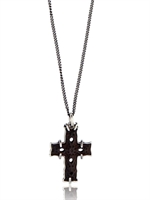 EMANUELE BICOCCHI - EBENHOLZ UND SILBER KREUZ ANHÄNGER KETTE