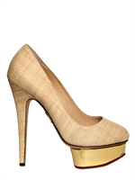 CHARLOTTE OLYMPIA - DECOLLETE' IN RAFIA CON PLATEAU SPECCHIATO 140MM