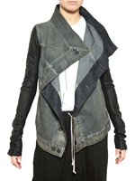 RICK OWENS - NAPPA ÄRMEL BEHANDELTE BAUMWOLL DENIM JACKE