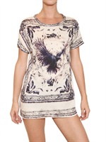 BALMAIN - EAGLE PRINT COTTON JERSEY DRESS