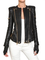 BALMAIN - NAPPA INSERT LAMÉ RAFFIA JACKET