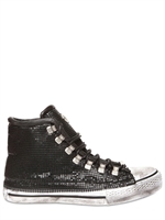 DIONISO - METALLIC CHAIN MAIL HIGH TOP SNEAKERS
