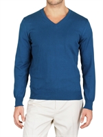 MAISON MARTIN MARGIELA - BAUMWOLL STRICK & WILDLEDER V-AUSSCHNITT SWEATER