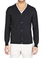 MAISON MARTIN MARGIELA - BAUMWOLL STRICK & WILDLEDER CARDIGAN SWEATER