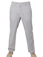 MAISON MARTIN MARGIELA - STRIPED COTTON GABARDINE TROUSERS