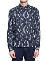 BURBERRY PRORSUM - BLEACHED OUT IKAT BAUMWOLL LEINEN HEMD