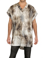 TOM REBL - BAUMWOLL SATIN LEOPARD DRUCK TUNIC HEMD