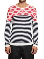 TOM REBL - LIPPEN & GESTERIFTER STRICK LANGÄRMELIGER SWEATER