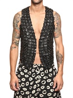 TOM REBL - GILET DI PELLE CON BORCHIE