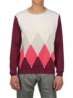 BALLANTYNE - MAGLIA IN CASHMERE MISTO COTONE - ROSA/BIANCO