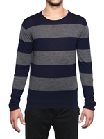 CLAUDIO TONELLO - GESTREIFTER WOLL STRICK RUNDHALS SWEATER