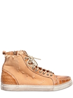 DAMI - WASHED CROCO & CANVAS HOHE SNEAKERS
