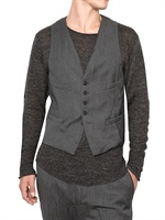 NEIL BARRETT - GILET IN LANA GRISAILLE EFFETTO STROPICCIATO