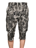 SHELLAC - BLUMEN DRUCK STRETCH SATIN DENIM SHORTS