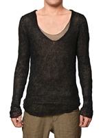 ISABEL BENENATO - DOPPELSCHICHT LEINEN STRICK SWEATER