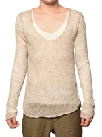 ISABEL BENENATO - DOPPELSCHICHT LEINEN STRICK SWEATER
