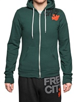 FREE CITY - BIRD PRINTED HOODED FLEECE SWEATSHIRT
