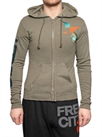 FREE CITY - NATURE PRINTED ZIPPED FLEECE SWEATSHIRT