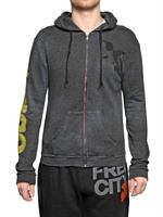 FREE CITY - NATURE PRINTED ZIPPED FLEECE SWEATSHIRT