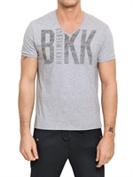 BIKKEMBERGS - BEDRUCKTES JERSEY V-AUSSCHNITT T-SHIRT
