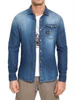 BIKKEMBERGS - ENGE PASSFORM WASHED DENIM HEMD