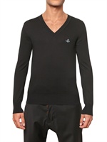 VIVIENNE WESTWOOD - LOGO BESTICKTER BAUMWOLL STRICK SWEATER
