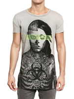 THE FIRST,THE BEST & THE LAST - NEON STREIFEN BEDRUCKTES JERSEY T-SHIRT