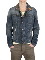 PIERRE BALMAIN - GIACCA SPORTIVA IN DENIM LAVATO CON SPILLE