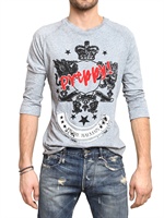 PIERRE BALMAIN - PREPPY PRINTED JERSEY 3/4 SLEEVE T-SHIRT