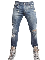 PIERRE BALMAIN - 17CM DESTROYED DENIM SKINNY FIT JEANS
